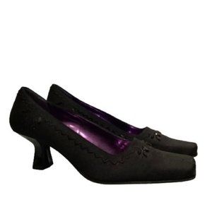 ENZO ANGIOLINI EMBELLISHED SQUARE TOE KITTEN HEEL SHOES SIZE 6